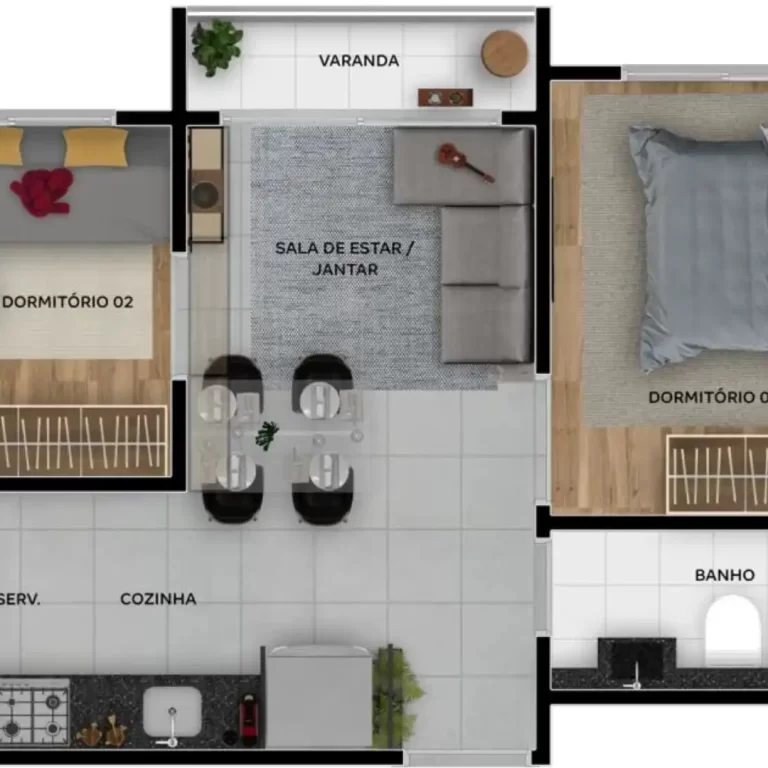 33m² - 2 dorms c/ Varanda